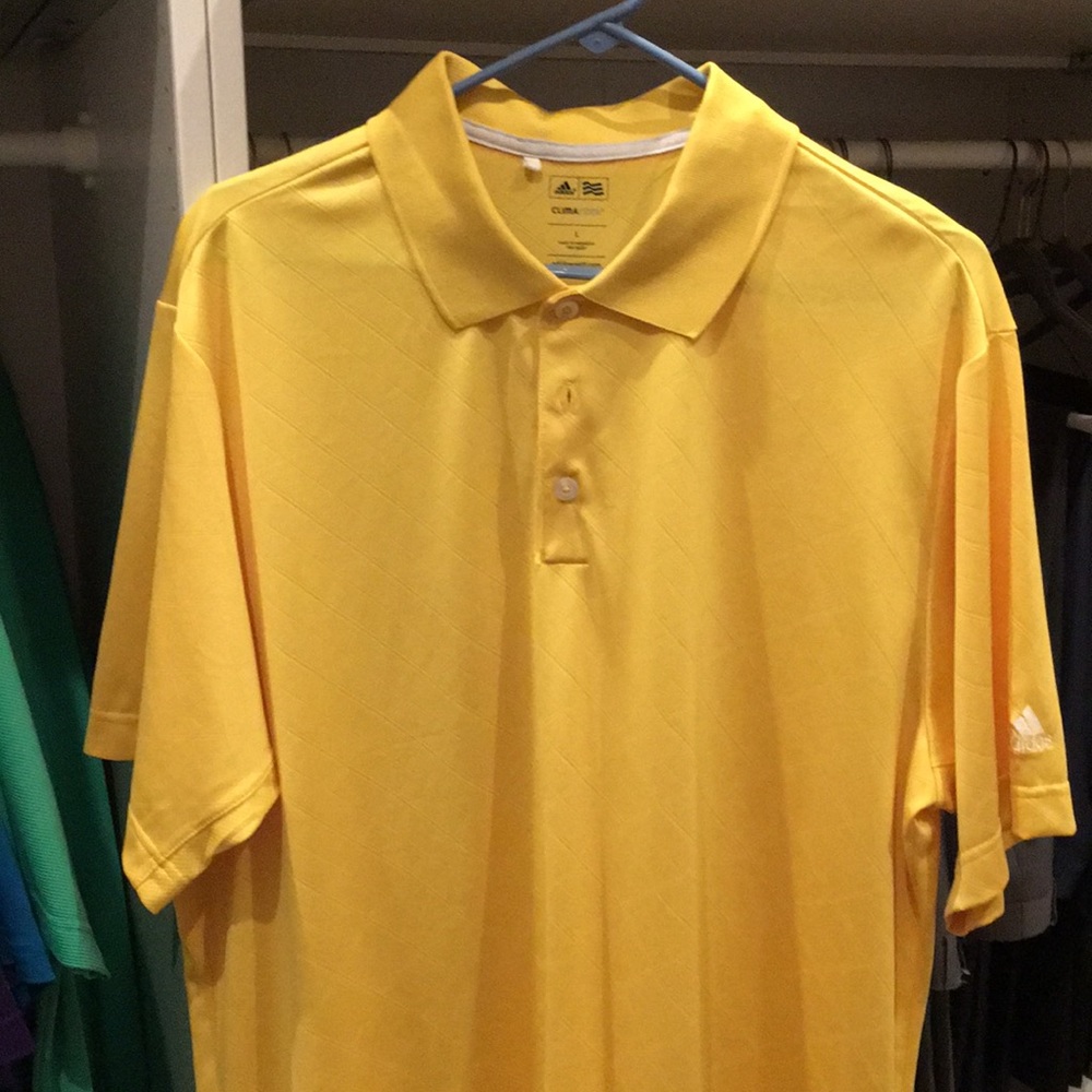 5/$25 Adidas yellow golf polo Size Large